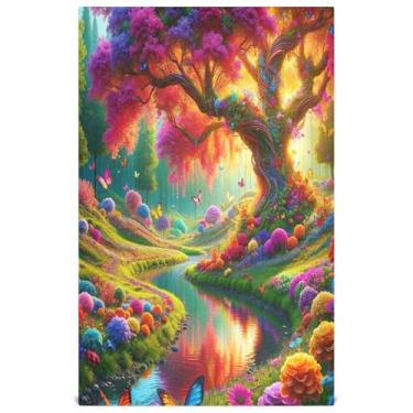 Imagem de Joisal Toalhas de chá de mão lindas flores coloridas e brilhantes conjunto de toalhas de prato de cozinha panos de prato decorativos panos de prato reutilizáveis absorventes 45 x 71 cm, 1 pacote