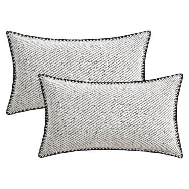 Imagem de 2 fronhas macias de chenille, decoração simples, capas de almofada para sofá de casa 30 x 50 cm, branco