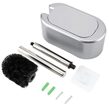 Imagem de CUOFYUNL Conjunto de escova de vaso sanitário com cabo de aço inoxidável sem unhas, ferramenta de limpeza para casa, hotel, banheiro (Prata)