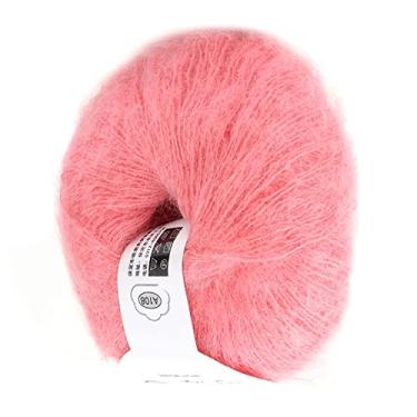 Imagem de Generic Fio angorá de Malha Mohair Macio para Tecer Lenços, Suéteres e Chapéus, lã Mohair Quente de Em Várias Cores, Lavável à Mão para Entusiastas de tricô (32 carne em pó)