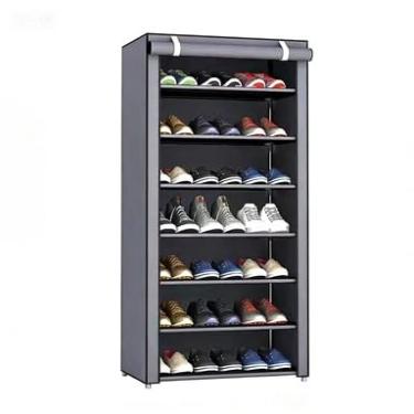 Imagem de Sapateira Multiuso 7 Andares com Porta – Organizador Desmontável para Calçados, Ideal para Entrada, Closet e Quarto (Cinza)