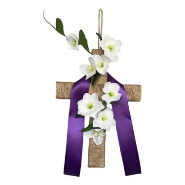 Imagem de Grinalda da Porta de Páscoa - Suspensor de Flores de Lírio para a Estação - Placa da Parede para Páscoa,para Feriado de em Quinta Residência Entrada Quintal Escritório