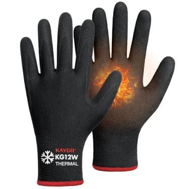 Imagem de KAYGO 3 Pares De Luvas Trabalho Inverno Para Homens E Mulheres, Com Isolamento Térmico Revestimento Nitrila, Super Aderência Na Palma Nos Dedos, Ideal Em Freezer, Kg12W, Pretas, Extragrande