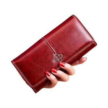 Imagem de Carteira feminina vintage  design bifold ultrafino, vem com vários car