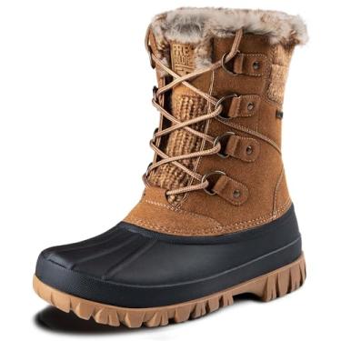 Imagem de FREE SOLDIER Botas femininas impermeáveis de inverno para neve para clima frio para uso ao ar livre, botas de pato, confortáveis e isoladas (marrom 10)