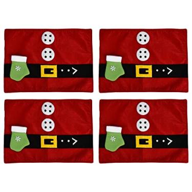 Imagem de Conjunto de jogos americanos de mesa de Natal com 4 jogos americanos antiderrapantes, resistentes ao calor, decoração de mesa de jantar para reuniões de família, festa,