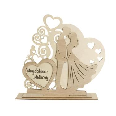 Imagem de shamjina Centro de mesa de madeira, enfeite de mesa, decoração de Dia dos Namorados, peça de arte colecionável, placa de madeira para aniversário e casamento, Style a