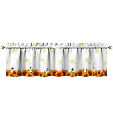 Imagem de Tapesb Girassol saia de cozinha engraçada pequena cortina de janela sobre a pia decoração essencial adequado para cozinha, quarto, lavanderia, 45 x 137 cm