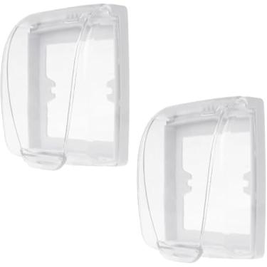 Imagem de 2 peças de caixa protetora de tomada transparente à prova d'água, capas de plástico para uso doméstico, protetor de receptáculo de tomada de banheiro