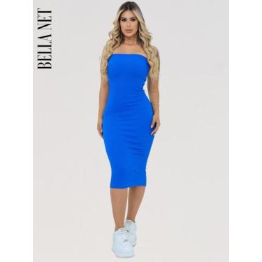 Imagem de Vestido midi sem alça luxo tubinho tecido premium - Verde - M - Criss,