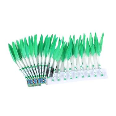 Imagem de simhoa Adereço de cabeça indígena americano com penas para fantasias e bailes de máscaras, Branco Verde