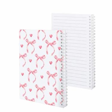 Imagem de Agenda Diária Capa Dura Com Espiral 162 Folhas Caderneta Anotações – Estampa de Laço Coração (Cores Sortidas)