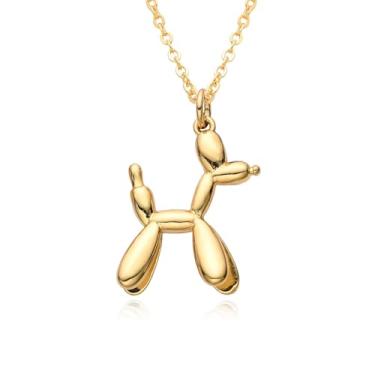 Imagem de Vacaonio Colar com pingente de balão Boho com pingente de cachorro com balão 3D, colar fofo de cachorro, corrente de balão de ouro, joia para mulheres, Zinco, Sem Pedra Preciosa