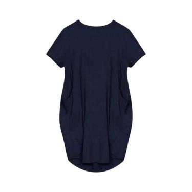 Imagem de Vestidos casuais soltos femininos plus size de manga curta com gola re