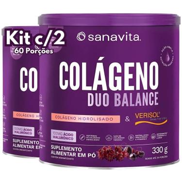 Imagem de Kit 2X Colágeno Duo Balance em pó Verisol e Ácido Hialurônico Hyaluronic Hidrolisado Sanavita-Unissex