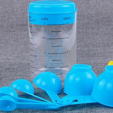 Imagem de Copos e colheres de medição de plástico para chá, café, utensílios de cozinha, utensílios de cozimento, bandeja de cozimento, utensílios de cozinha (azul)