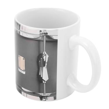 Imagem de RiToEasysports Caneca de Tambor, Xícara de café Com Tema Musical de Cerâmica Vintage Com Aço Inoxidável, Capacidade de 11 Onças para Bateristas e Entusiastas da Música, de Percussão, Copos (Branco)