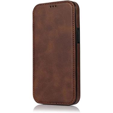 Imagem de MAALYA Capa flip com função Stend para Apple iPhone 14 Plus (2022) 6,7 polegadas, couro PU [capa interna de TPU] Capa de telefone fólio concha [suporte de cartão] (Cor: marrom)