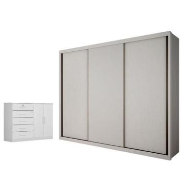 Imagem de Guarda Roupa Casal Palazzo e Cômoda Seul Neve - Novo Horizonte