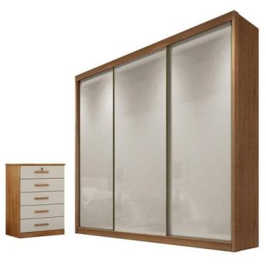 Imagem de Guarda Roupa Casal Medelim E Gaveteiro Suiça Cumaru 25 Fendi - Novo Ho