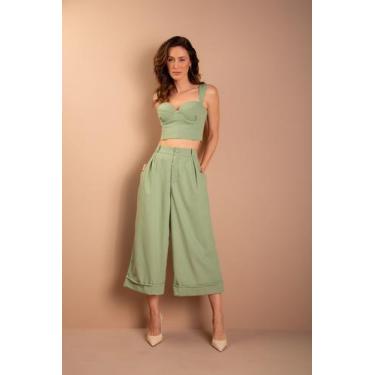 Imagem de Calça Pantacourt Lara Alfaiataria - Verde - Amey, G