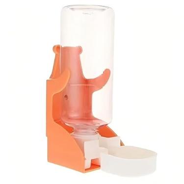 Imagem de Garrafa dispensadora de água para animais pequenos pendurada 500 ml alimentador automático laranja