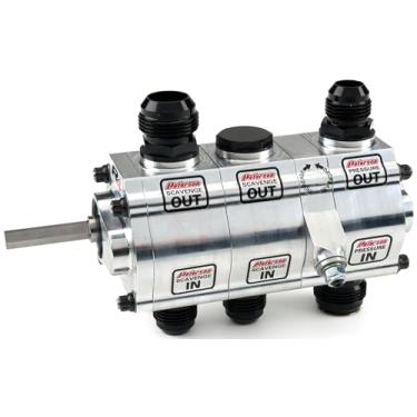 Imagem de Bomba de óleo Peterson, R4, depósito seco, 3 estágios, pressão de 3,6 cm, scavenge de 3,6 cm, acionamento hexagonal de 3/20.3 cm, lado do motorista, alumínio, cada