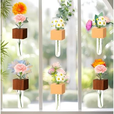 Imagem de NUOLUTH Conjunto de 6 mini estações de propagação de plantas – para janela, geladeira, parede, escritório, decoração de cozinha, exibição de plantas domésticas, vasos de teste de vidro inculd, ímã e