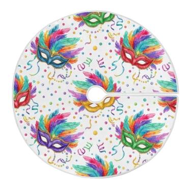 Imagem de ATTX Saia de árvore com máscara de carnaval de 90 cm – Decoração festiva para festas de ano novo e carnaval #94