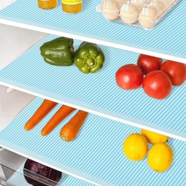 Imagem de Amerner Forros de geladeira de silicone reutilizáveis – Laváveis, antiderrapantes para organização de cozinha, protetores de prateleira à prova d'água e à prova de óleo para armários, gavetas e