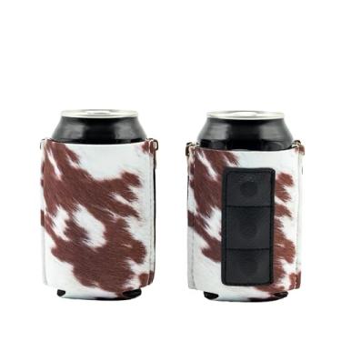 Imagem de ZipSip Magnet - Bolsa Térmica Ajustável Multifuncional Com Zíper Para Latas, Garrafas, Copos Finos, Xícaras De Festa, Café, Refrigerador Capa Neoprene Isolada Em Couro Bovino, Tamanho Médio