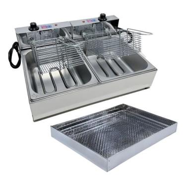 Imagem de Fritadeira Elétrica Industrial 2cubas 10l + Escorredor G - Casinha Ind