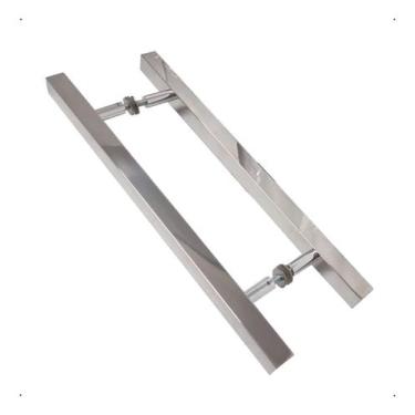 Imagem de Puxador Quadrado Aço Inox 45cm Portas Portão Madeira Vidro Polido - RR