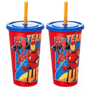 Imagem de Copos dos Vingadores Marvel Para Festa Infantil Com Canudo - 2 Und - P