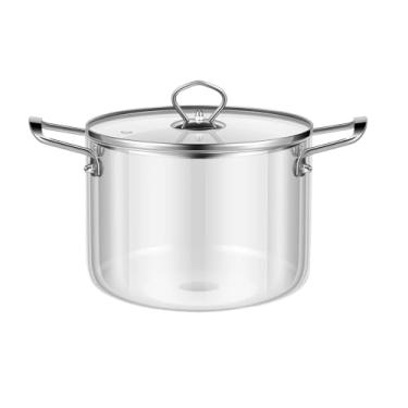 Imagem de Panela de vidro com tampa 1,5 L - 3,5 L resistente ao calor, conjunto de panelas de fogão, panela de cozimento com tampa segura para sopa (2,5 L)