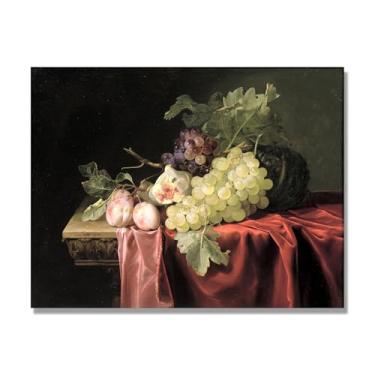 Imagem de Arte em tela vintage de frutas mortas, pintura clássica de cozinha country, decoração de parede de casa de fazenda quente para sala de jantar e cozinha. B17. 80 x 105 cm-31,5 x 41,3 pol. Somente tela