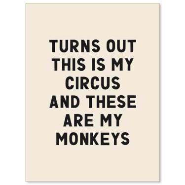 Imagem de FoxUncle Pôster em tela com citação engraçada, arte de parede inspiradora na moda Acontece que estes são meus macacos impressões modernas divertidas minimalistas decoração de parede para escritório