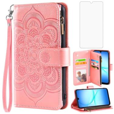 Imagem de Asuwish Capa de telefone para Samsung Galaxy A17 5G capa carteira com protetor de tela de vidro temperado e flor couro PU flip porta-cartão de crédito suporte acessórios para celular A 17 17A 4G