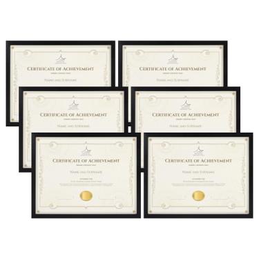 Imagem de Rempry Conjunto de 6 porta-retratos de 21 x 27 cm, molduras de certificado 21 x 27 cm, moldura preta para documentos de diploma, mesa e exibição de parede