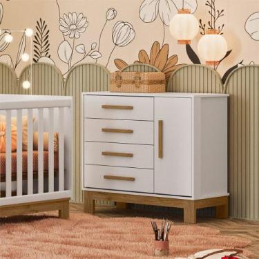 Imagem de Cômoda Sapateira Q Encanto 1 Porta e 4 Gavetas Slim Mdp/Mdf Qmovi, Bra