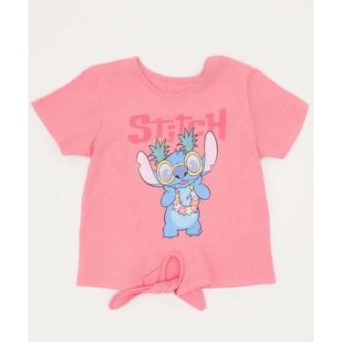 Imagem de Camiseta Infantil Nó Estampa Stitch Disney Tam 1 a 3-06002, Rosa, 1