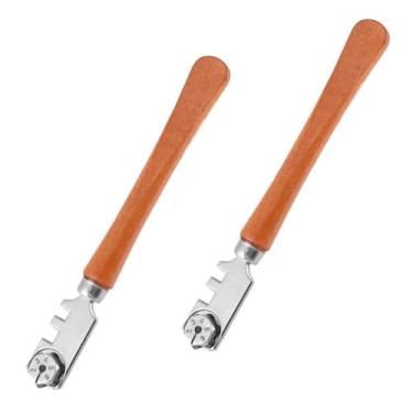 Imagem de 2 peças de cortadores de vidro de 130 mm – Kit de corte artesanal de 6 rodas de tungstênio profissional de 30 mm com cabo de madeira para placas grossas e projetos de artesanato