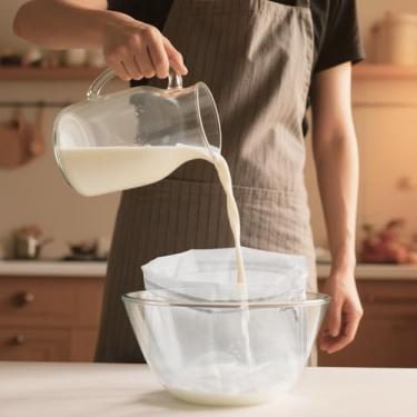 Imagem de Sacos de leite de nozes, 30 x 30 cm, 2 unidades, coador de alimentos de nylon reutilizável, filtro multiuso de grau alimentício para leite de amêndoa, suco, chá, café frio (1 x 200 mícron e 1 x 125