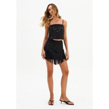 Imagem de Saia Curta com Franjas Camurça-Feminino