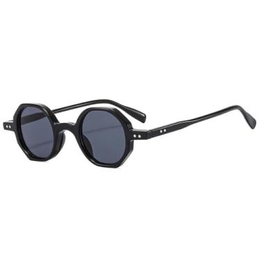 Imagem de Óculos de Sol Feminino Pequeno Redondo Estilo Punk Masculino com Rebites e Proteção UV400 para Esportes ao Ar Livre, Corrida e Ciclismo, Preto e Cinza