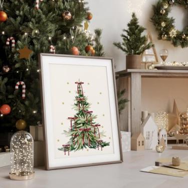 Imagem de Pôsteres de arco de Natal com estampa de árvore de Natal, arte de parede, arte em tela, casa, apartamento, quarto, sala de estar, decoração sem moldura