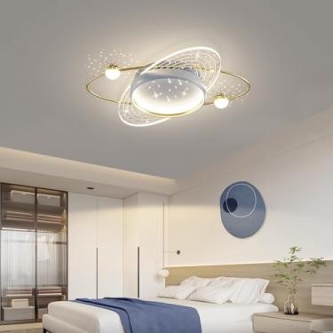 Imagem de Luminária de teto LED de 50W com controle remoto, redonda e moderna, embutida na cor preta, ideal para iluminação de quartos, salas de estar e cozinhas.