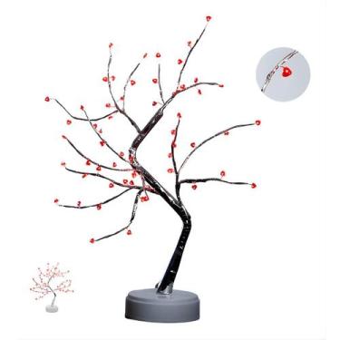 Imagem de Abajur Luminária Decorativa Mesa Quarto Árvore Suíça 60 LED Vermelho -