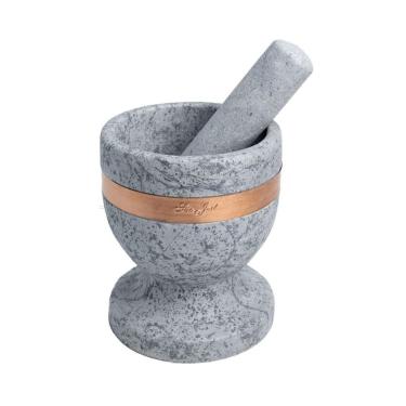 Imagem de Pilão Almofariz Socador Gigante Pedra Sabão e Cobre 14x18cm