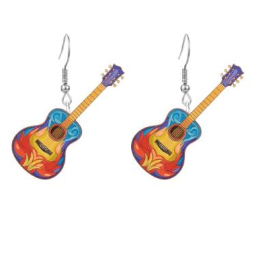 Imagem de Brincos de guitarra para o dia dos namorados, brinco feminino pendente para lembrancinhas de festa, joias de acrílico para intercâmbio de estudantes, presentes para lembrancinhas de sala de aula
